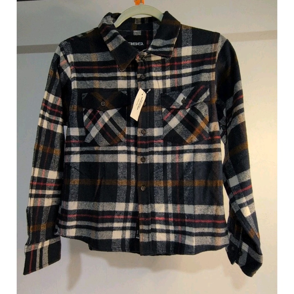 RSQ Youth Plaid Flannel Button-down Long Sleeves Large Multicolor NWT
